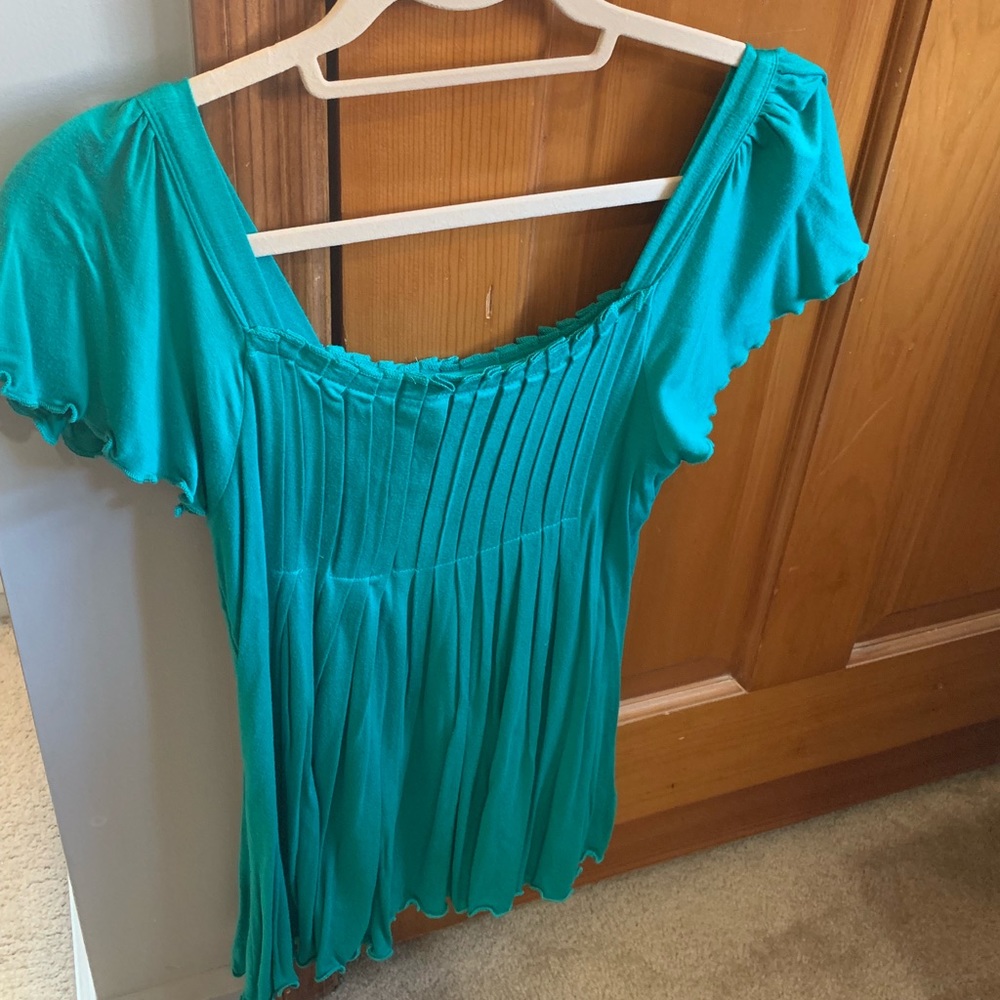 Buffalo pleated jersey top in sea green